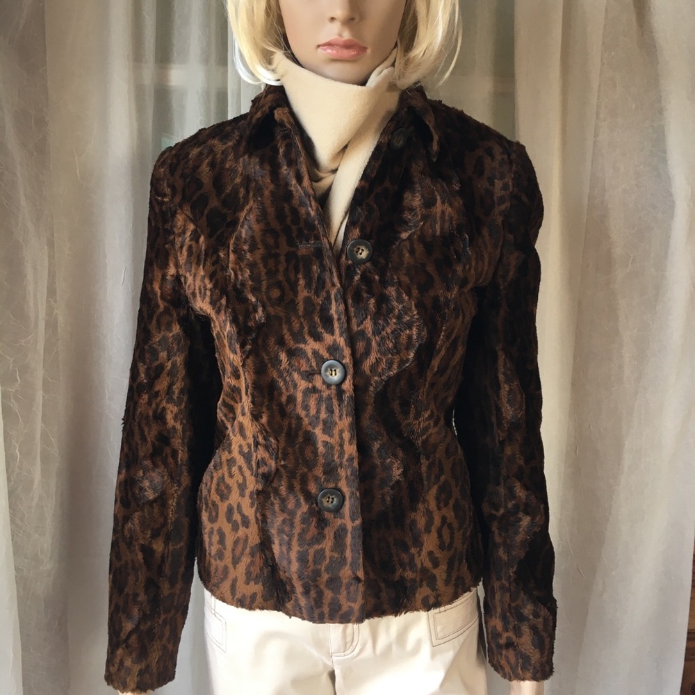 Faux Fur Leopard Blazer Vintage Look